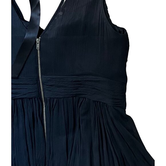 $328 Anthropologie Tracy Reese 8 Black Silk Mini Dress Rhinestones Pleated Tulle - Picture 6 of 10